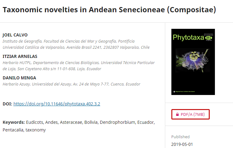 Taxonomic novelties in Andean Senecioneae (Compositae)