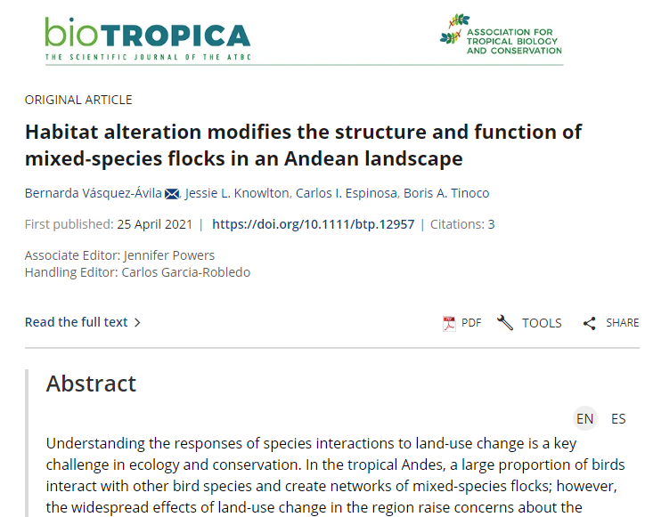Habitat alteration modifies the structure and function of mixed-species flocks in an Andean landscape