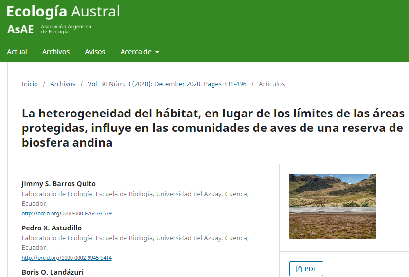 Habitat heterogeneity rather than the limits of protected areas influence bird communities in an Andean biosphere reserve