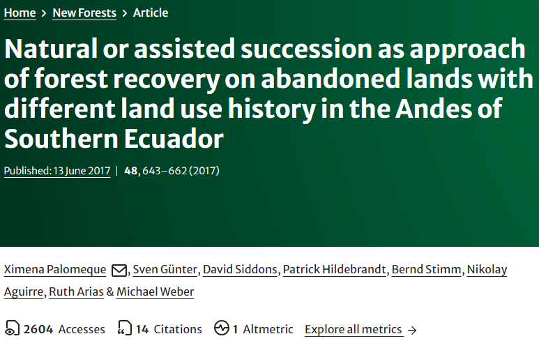Natural or assisted succession as approach of forest recovery on abandoned lands with different land use history in the Andes of Southern Ecuador