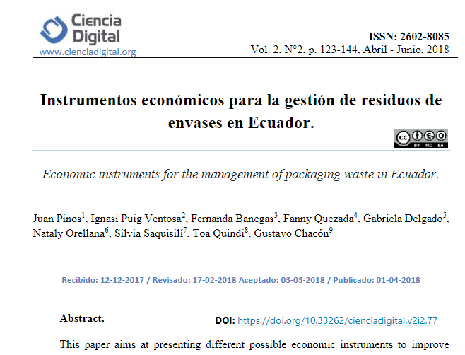 Instrumentos económicos para la gestión de residuos de envases en Ecuador