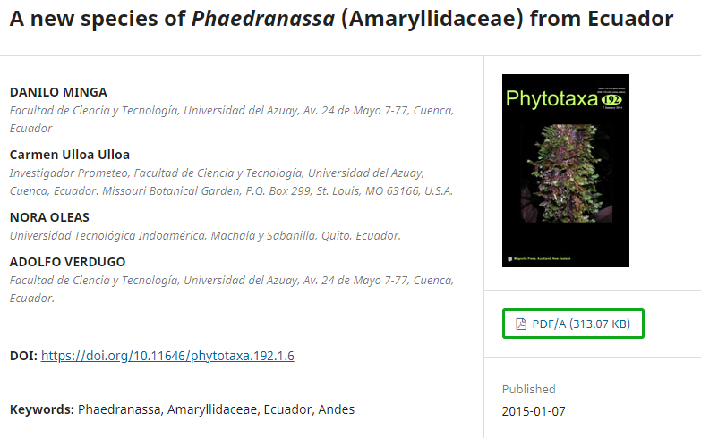 A new species of Phaedranassa (Amaryllidaceae) from Ecuador