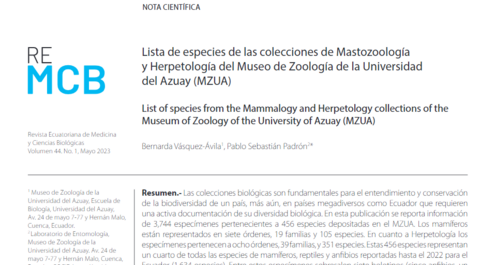 Lista de especies de las colecciones de Mastozoología y Herpetología del Museo de Zoología de la Universidad del Azuay (MZUA)