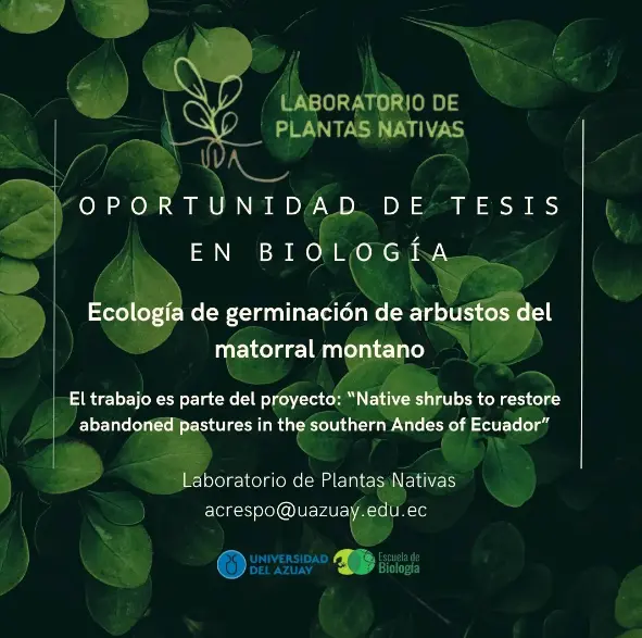 Oportunidad de Tesis Laboratorio de Plantas Nativas